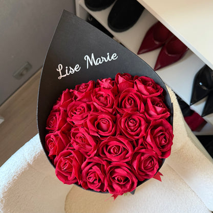 Bouquet Éternel Noir + Prénom