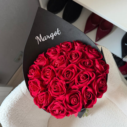 Bouquet Éternel Noir + Prénom